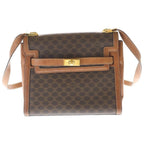 Celine Macadam Turnlock Shoulder Bag Brown Leather