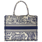 Dior Book Tote Toile de Jouy Handbag Navy Ivory Canvas — view 2