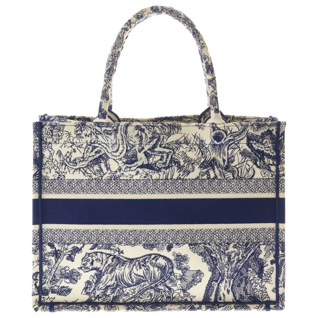 Dior Book Tote Toile de Jouy Handbag Navy Ivory Canvas — view 2