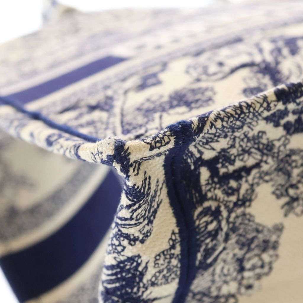 Dior Book Tote Toile de Jouy Handbag Navy Ivory Canvas — view 5