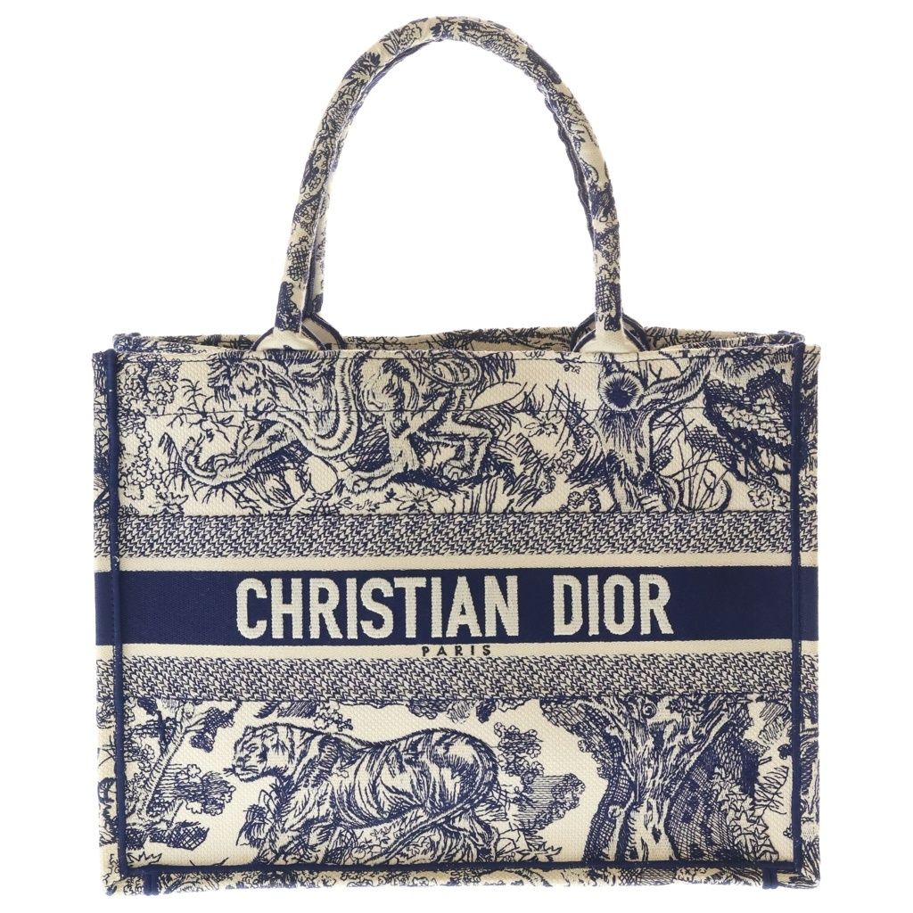 Dior Book Tote Toile de Jouy Handbag Navy Ivory Canvas