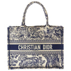Dior Book Tote Toile de Jouy Handbag Navy Ivory Canvas