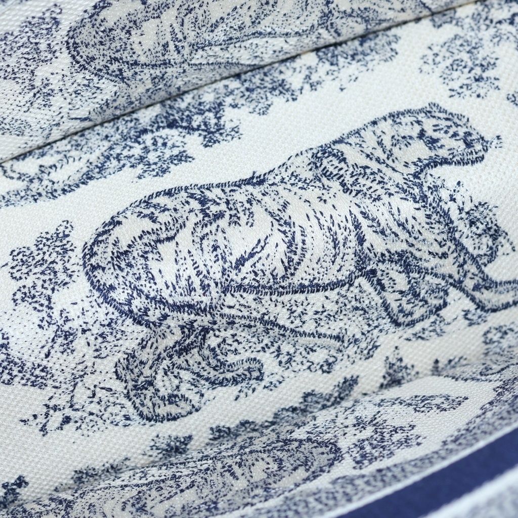 Dior Book Tote Toile de Jouy Handbag Navy Ivory Canvas — view 7