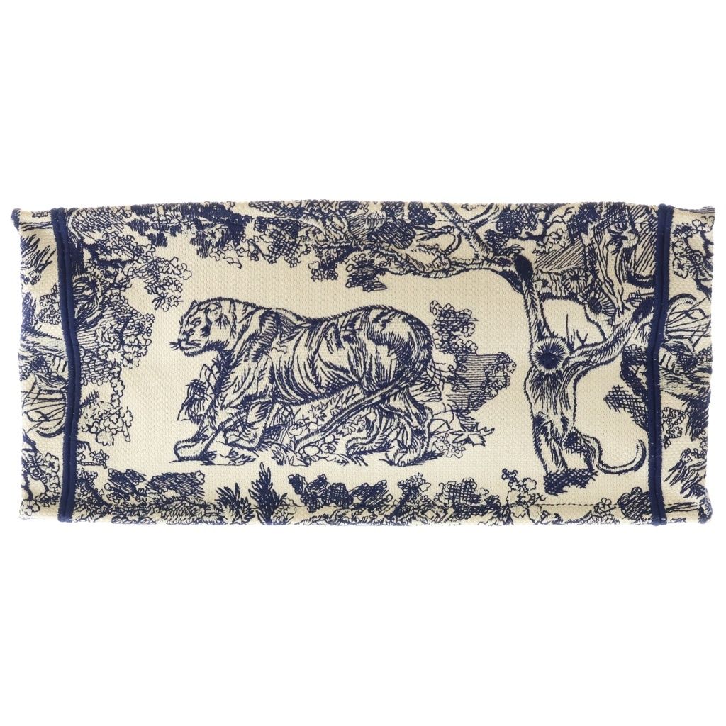 Dior Book Tote Toile de Jouy Handbag Navy Ivory Canvas — view 4