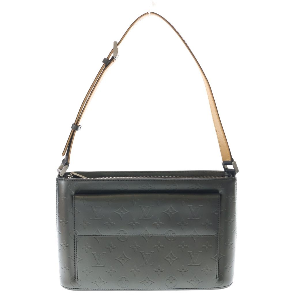 Louis Vuitton Monogram Matte Alston Shoulder Bag Metallic Gray Leather Silver