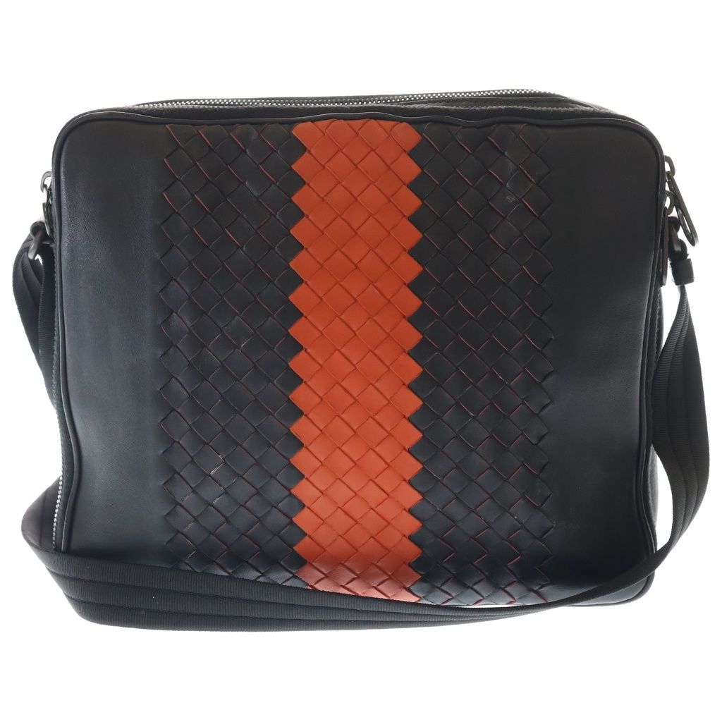 Bottega Veneta Intrecciato Shoulder Bag Black Orange Leather — view 2
