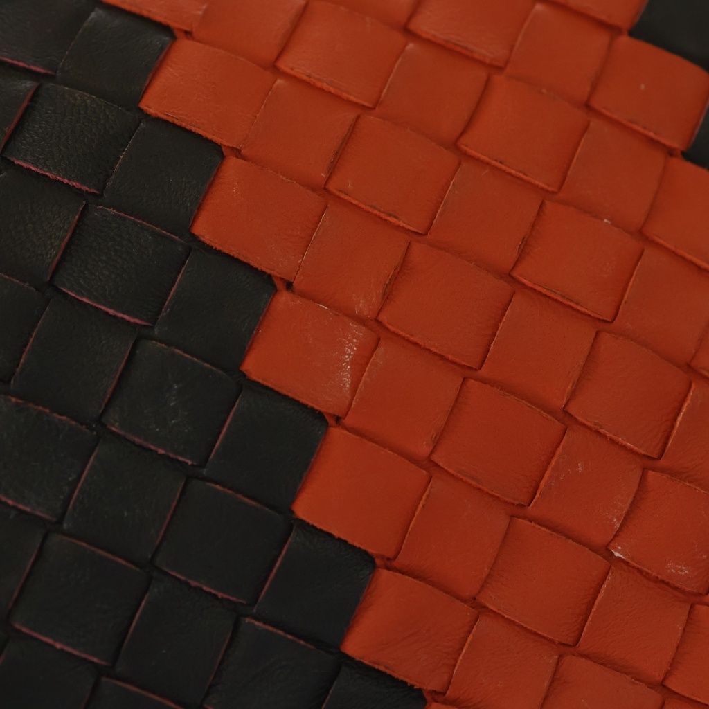 Bottega Veneta Intrecciato Shoulder Bag Black Orange Leather — view 6