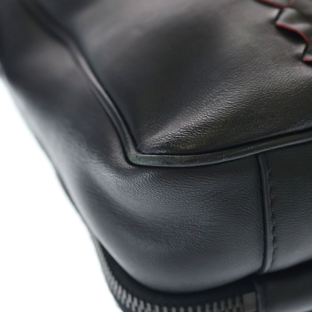 Bottega Veneta Intrecciato Shoulder Bag Black Orange Leather — view 5