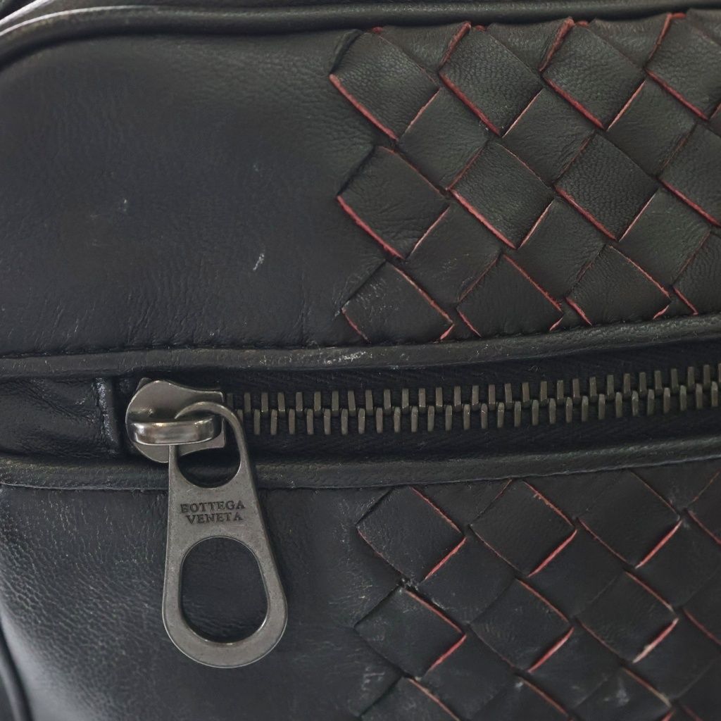 Bottega Veneta Intrecciato Shoulder Bag Black Orange Leather — view 7
