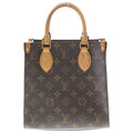 Louis Vuitton Monogram Sac Plat Bb2 Way Shoulder Bag Brown Leather Gold