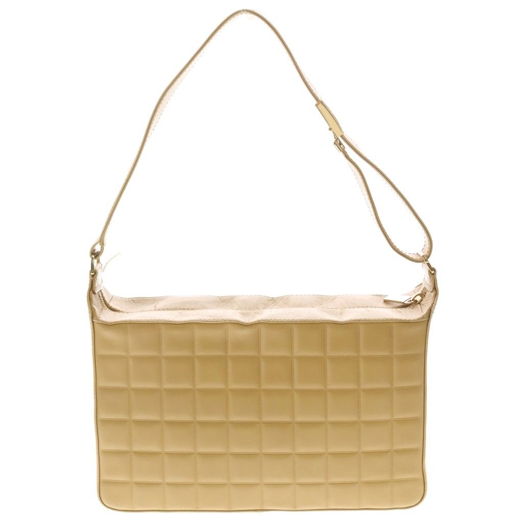 Chanel Choco Bar Shoulder Bag Beige Leather Gold — view 2