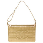 Chanel Choco Bar Shoulder Bag Beige Leather Gold