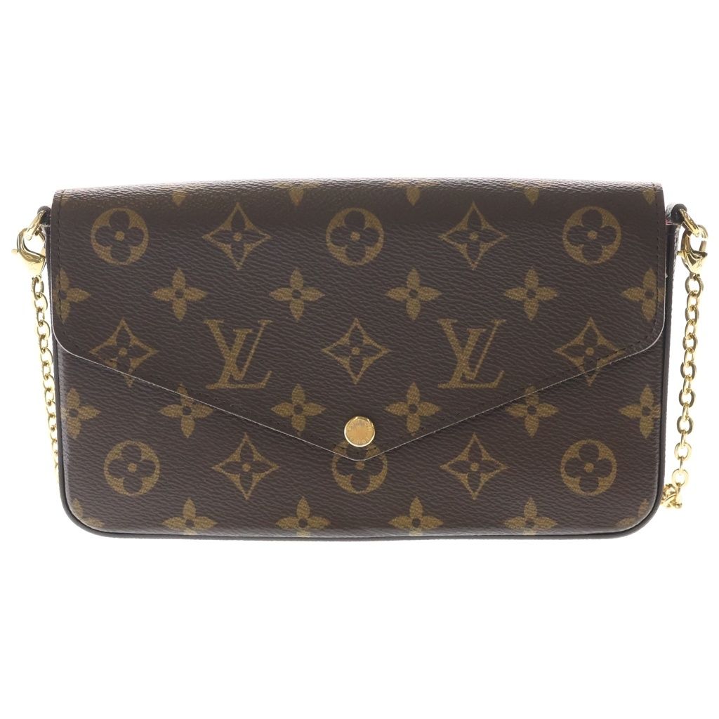 Louis Vuitton Monogram Pochette Felicie Shoulder Bag Brown Leather