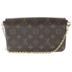 Louis Vuitton Monogram Pochette Felicie Shoulder Bag Brown Leather — view 2