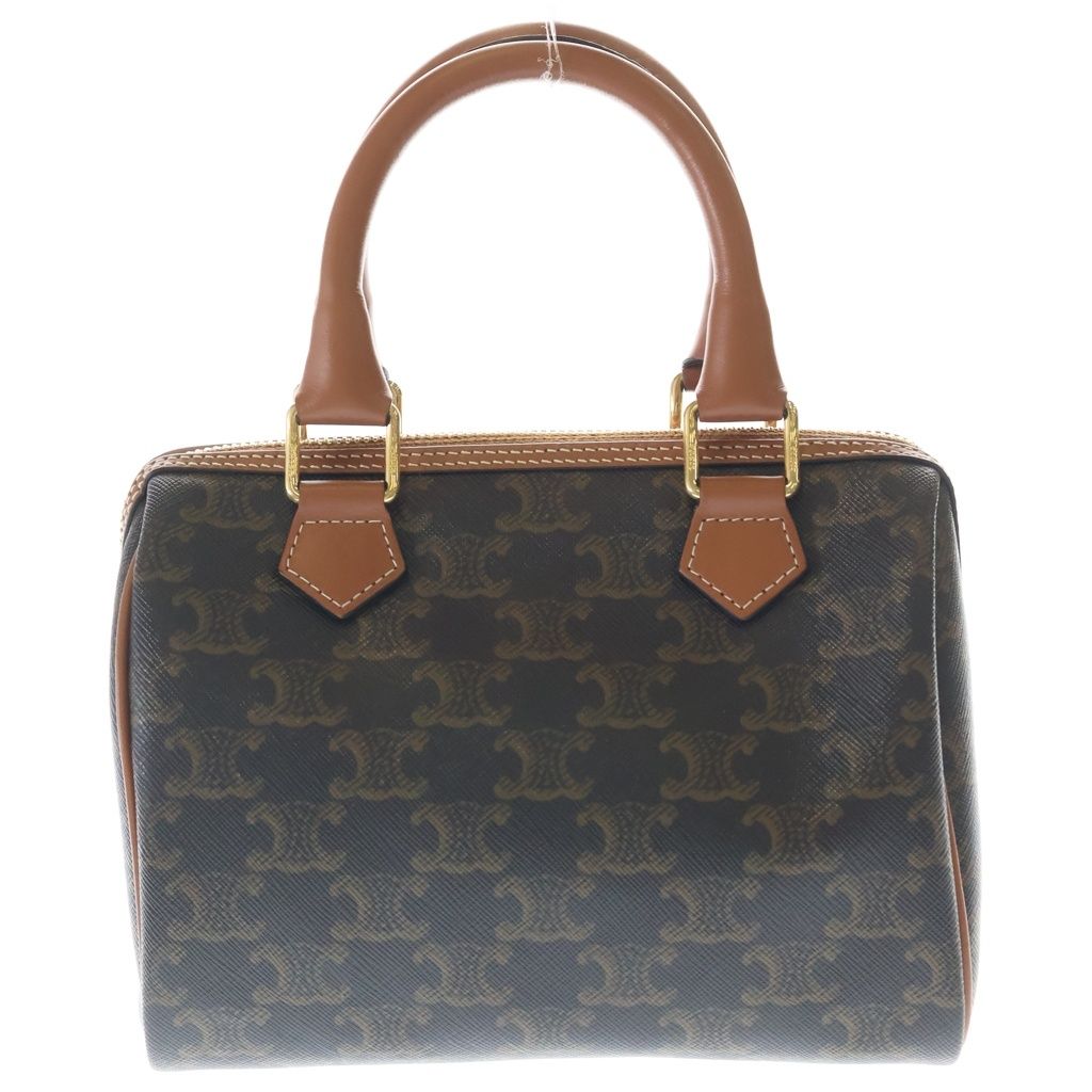 Celine Triomphe Small Boston Bag 2-Way Mini Bag Brown Leather Gold