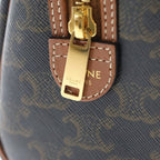 Celine Triomphe Small Boston Bag 2-Way Mini Bag Brown Leather Gold — view 6
