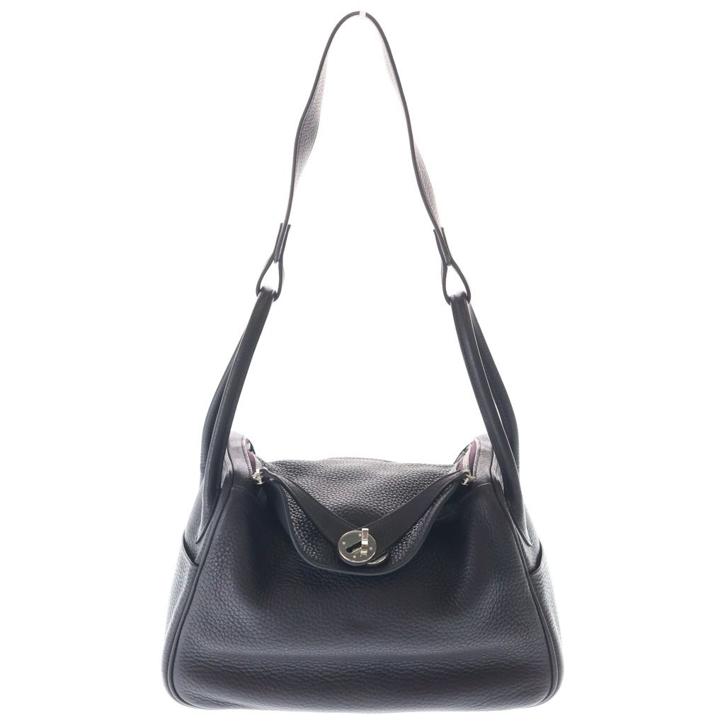 Hermes Lindy 26 Purple Taurillon Clemence 2-Way Bag Silver