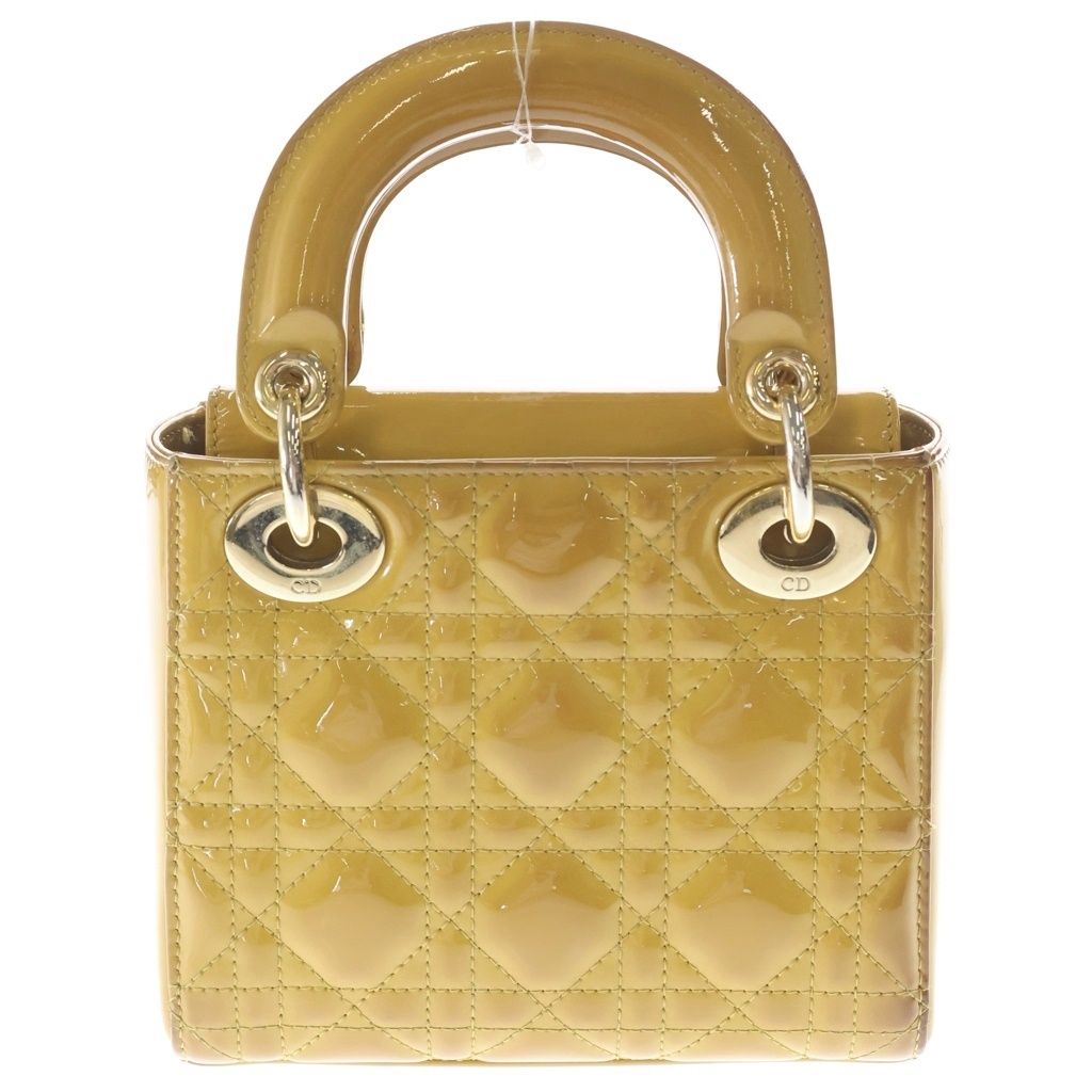 Dior Lady 2-Way Shoulder Bag Maple Brown Patent Leather Gold — view 2