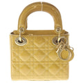 Dior Lady 2-Way Shoulder Bag Maple Brown Patent Leather Gold