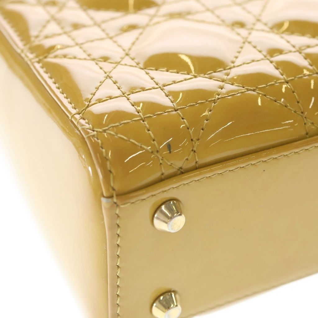 Dior Lady 2-Way Shoulder Bag Maple Brown Patent Leather Gold — view 7