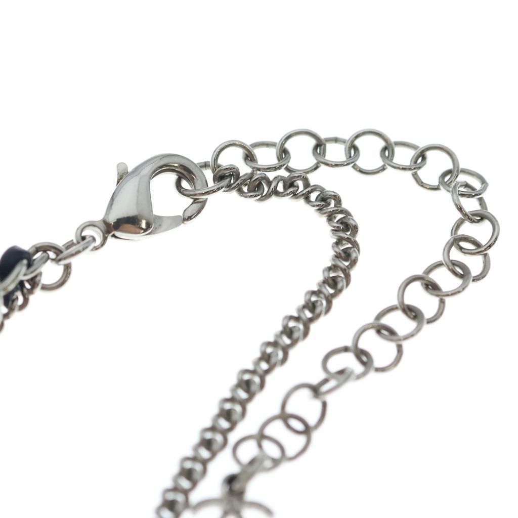 Chanel CC Logo Faux Pearl Rhinestone Leather Chain Necklace Choker Silver — view 4