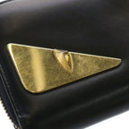Fendi Bugs Eye Monster Star Round Zip Leather Wallet Black — view 5