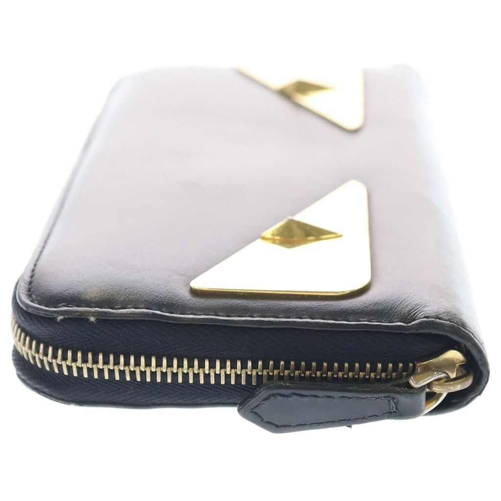Fendi Bugs Eye Monster Star Round Zip Leather Wallet Black — view 3
