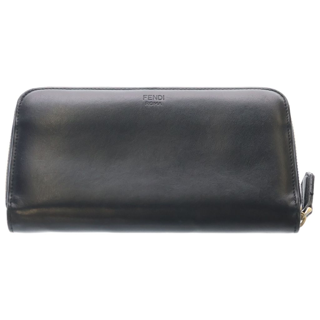 Fendi Bugs Eye Monster Star Round Zip Leather Wallet Black — view 2