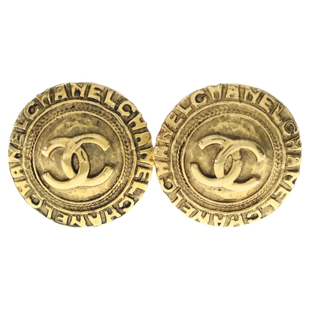 Chanel CC Logo Vintage Circle Earrings Gold