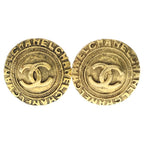 Chanel CC Logo Vintage Circle Earrings Gold