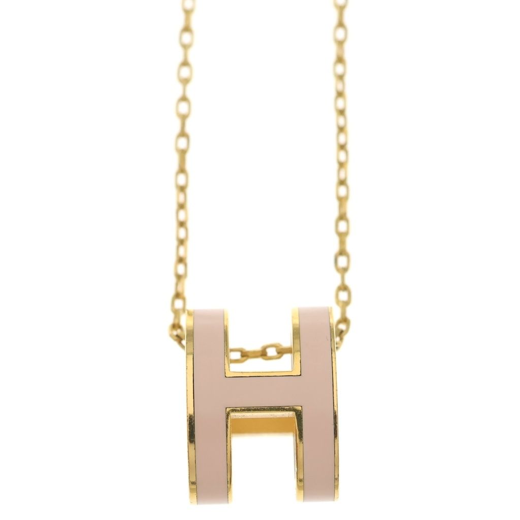 Hermes Mini Pop Necklace Rose Dragee Pink Gold — view 3