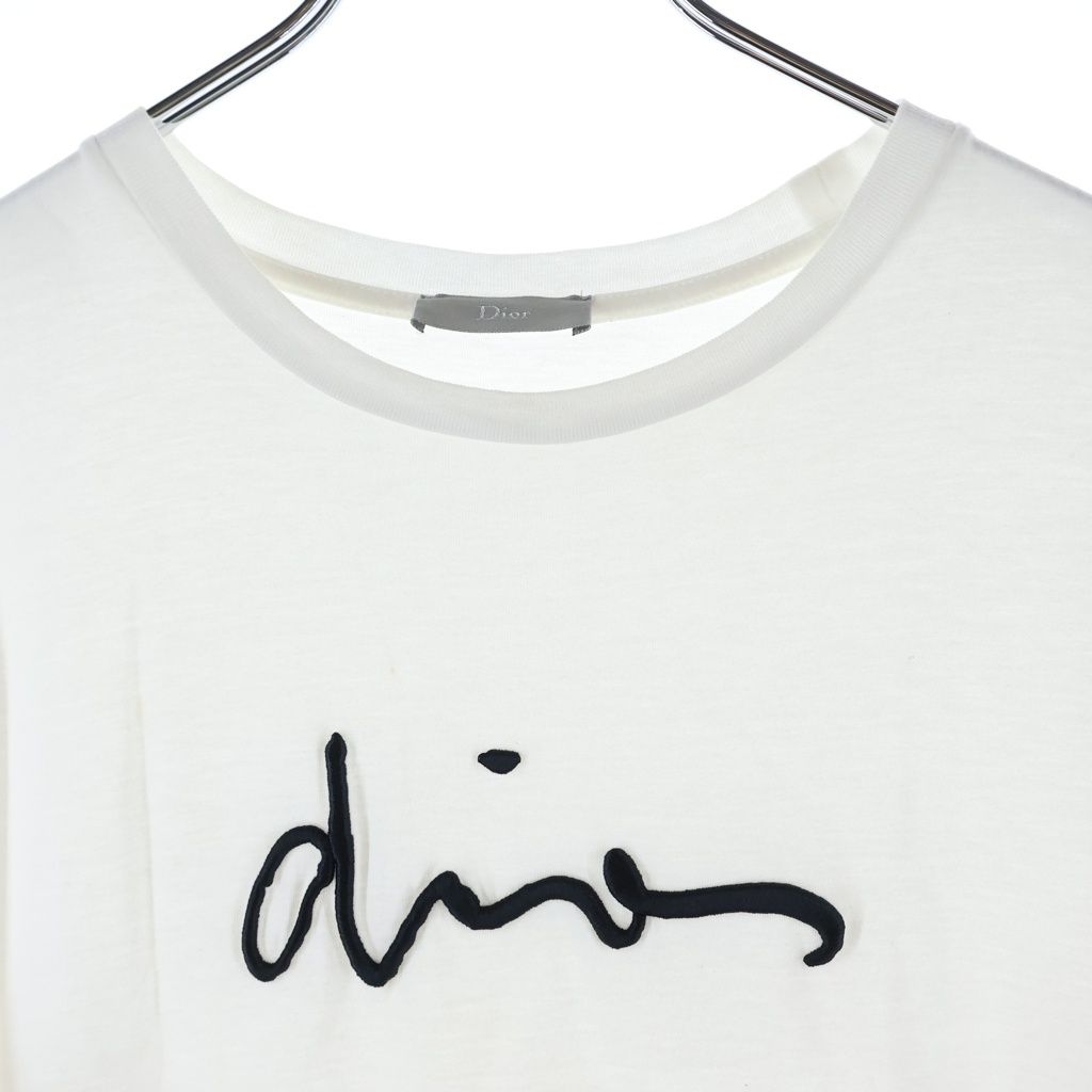Dior Logo Embroidered Front Embroidery Short Sleeve T-Shirt White — view 3