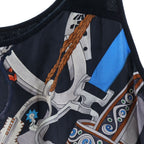 Hermes Etrier Pattern Twill Lace Camisole Black Multi — view 5