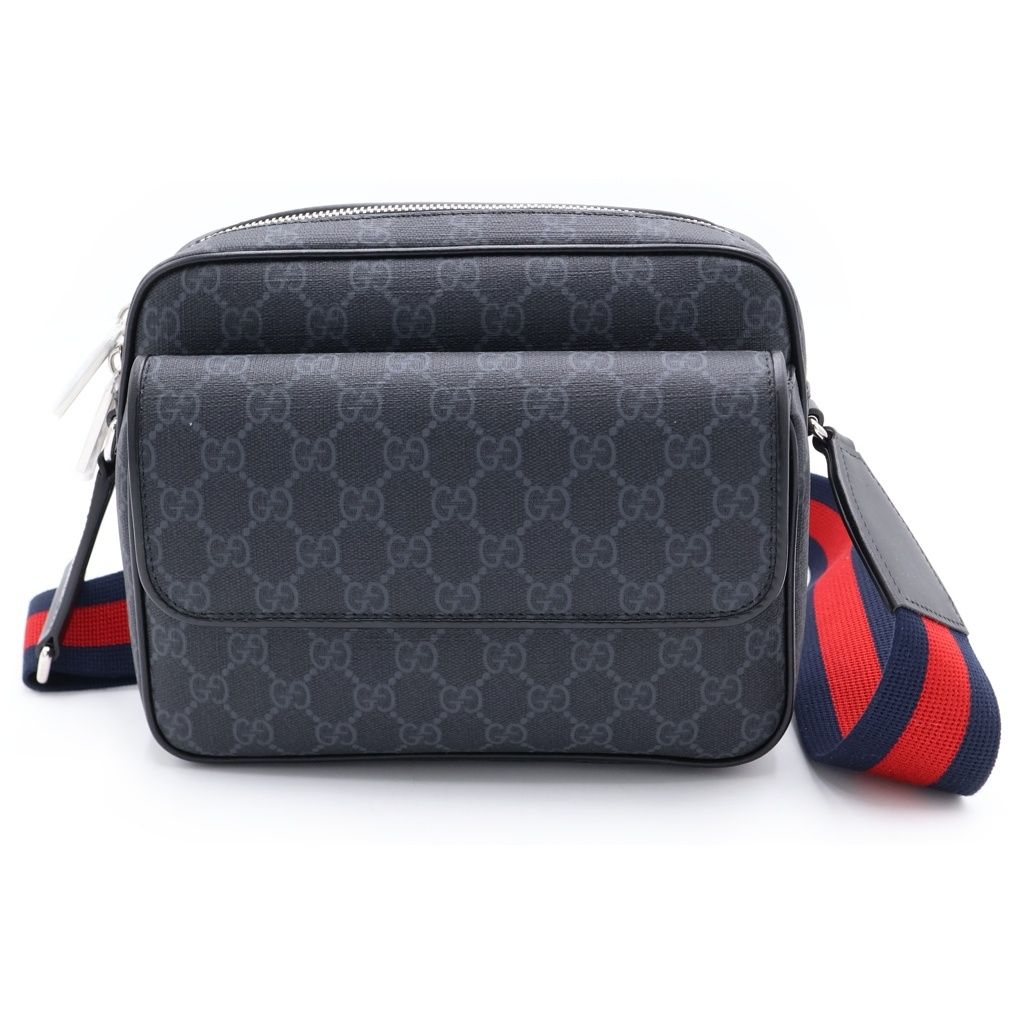 Gucci GG Supreme Small Crossbody Shoulder Bag Black Canvas Leather