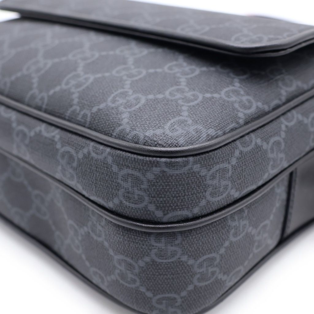Gucci GG Supreme Small Crossbody Shoulder Bag Black Canvas Leather — view 5
