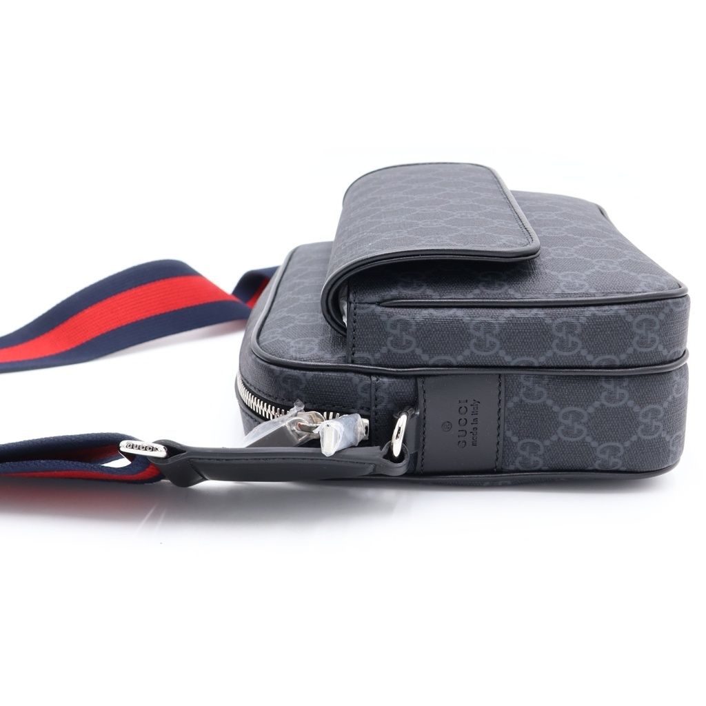 Gucci GG Supreme Small Crossbody Shoulder Bag Black Canvas Leather — view 3
