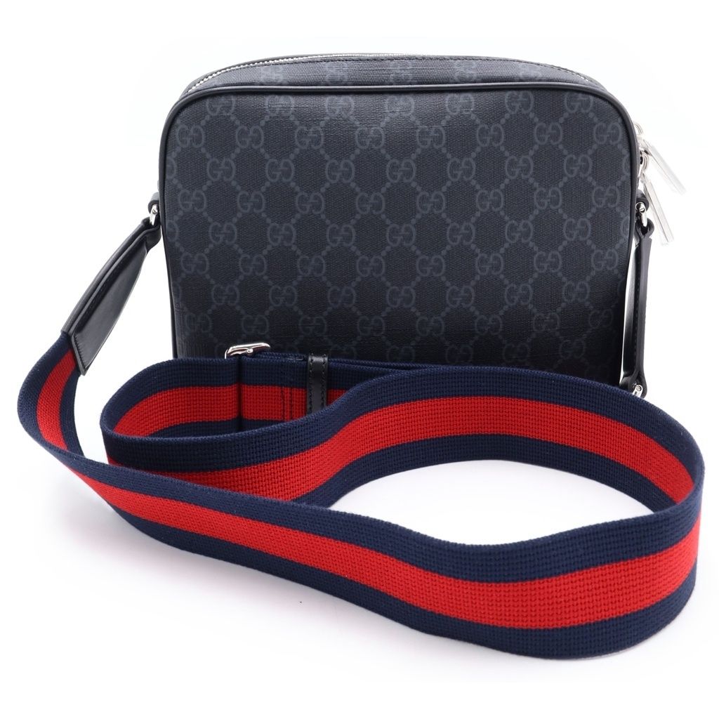 Gucci GG Supreme Small Crossbody Shoulder Bag Black Canvas Leather — view 2