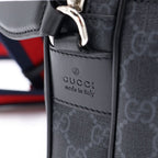Gucci GG Supreme Small Crossbody Shoulder Bag Black Canvas Leather — view 6
