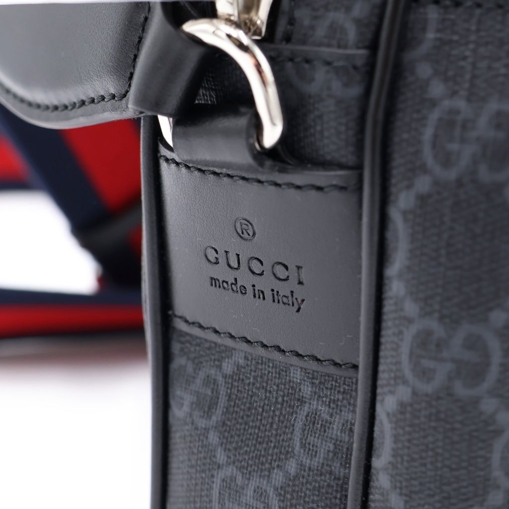 Gucci GG Supreme Small Crossbody Shoulder Bag Black Canvas Leather — view 6