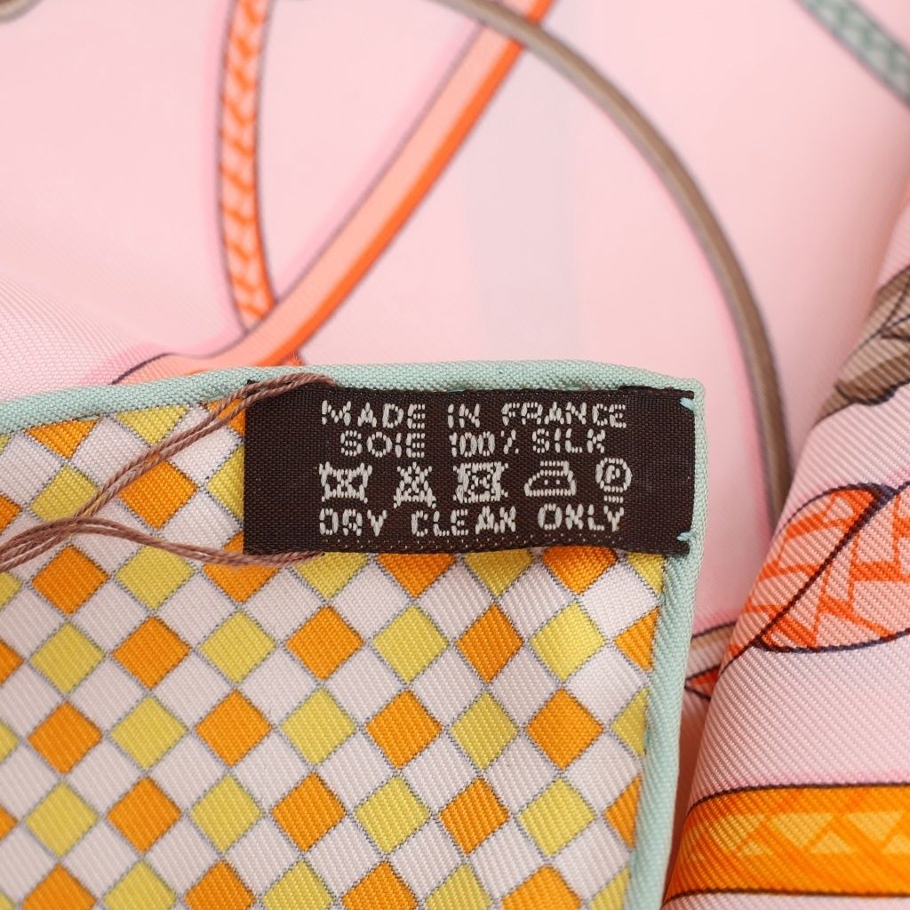 Hermes Carre 90 Fouets Et Badines Whip and Grip Silk Scarf Pink — view 5