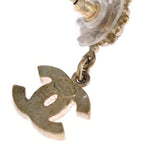 Chanel CC Logo Rhinestone Drop Earrings Gold — view 5