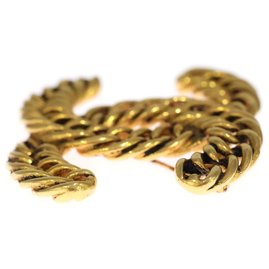Chanel CC Logo Chain Brooch Pin Badge Gold — view 4