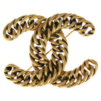 Chanel CC Logo Chain Brooch Pin Badge Gold