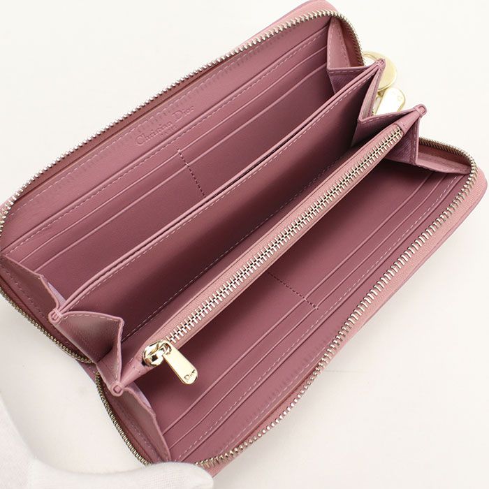 Dior Voyageur Lady Dior Wallet Zip Around Lambskin — view 3
