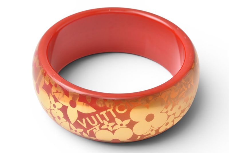 Louis Vuitton Bangle Bracelet Tropical Cocktail Flower GM M Red Orange Gold