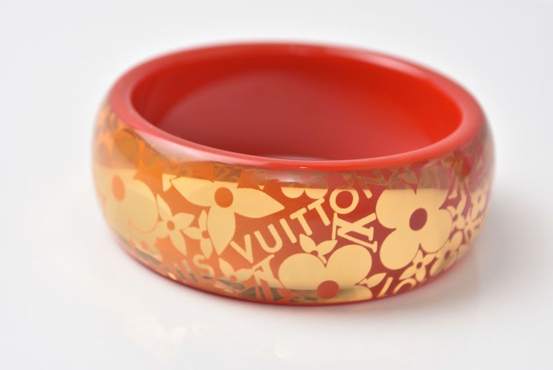 Louis Vuitton Bangle Bracelet Tropical Cocktail Flower GM M Red Orange Gold — view 6