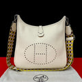 Hermes Evelyne 3 PM Taurillon Clemence Leather Shoulder Bag Crossbody Ivory