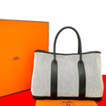 Hermes Garden Party PM Toile Ash Canvas Tote Ivory