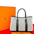 Hermes Garden Party PM Toile Ash Canvas Tote Ivory