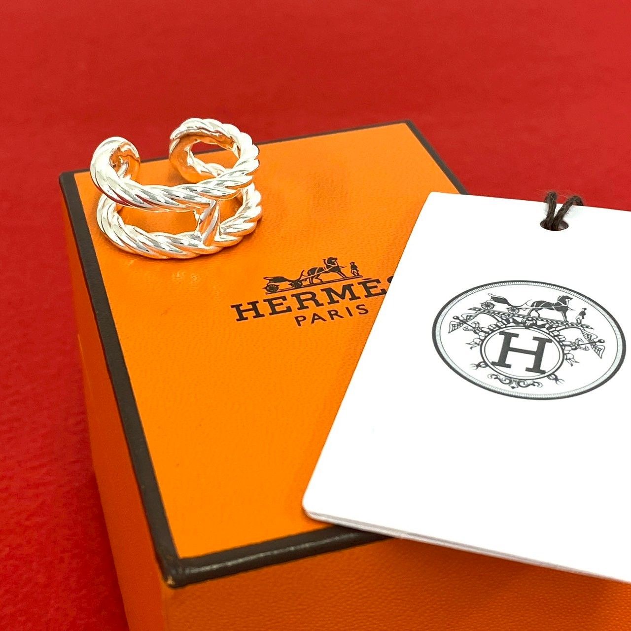 Hermes Chaine D'ancre Area Ring 925 Sterling Silver